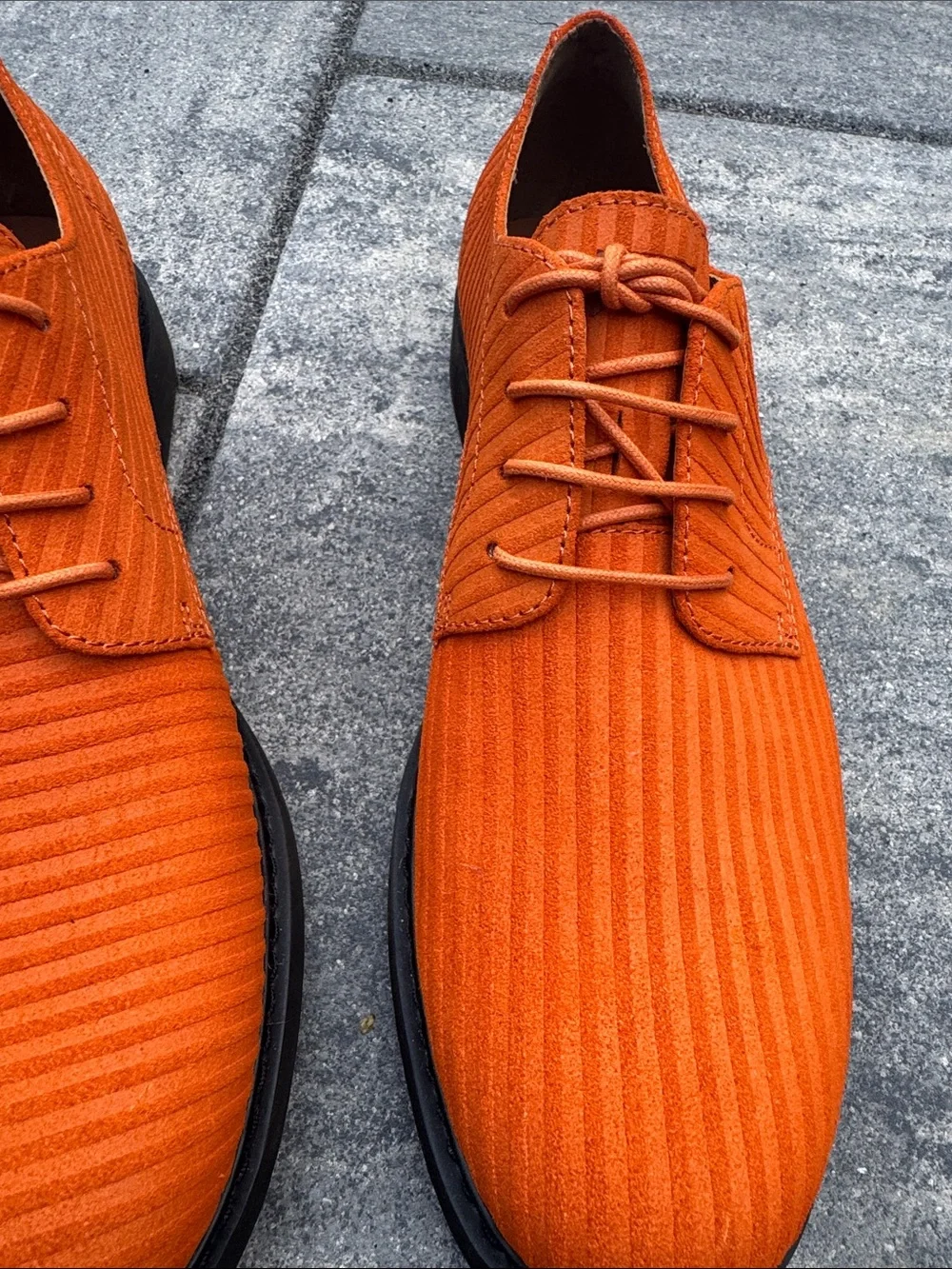 Camper orange twins oxords. mismatched, asymmetrical design details Size 44/10.5